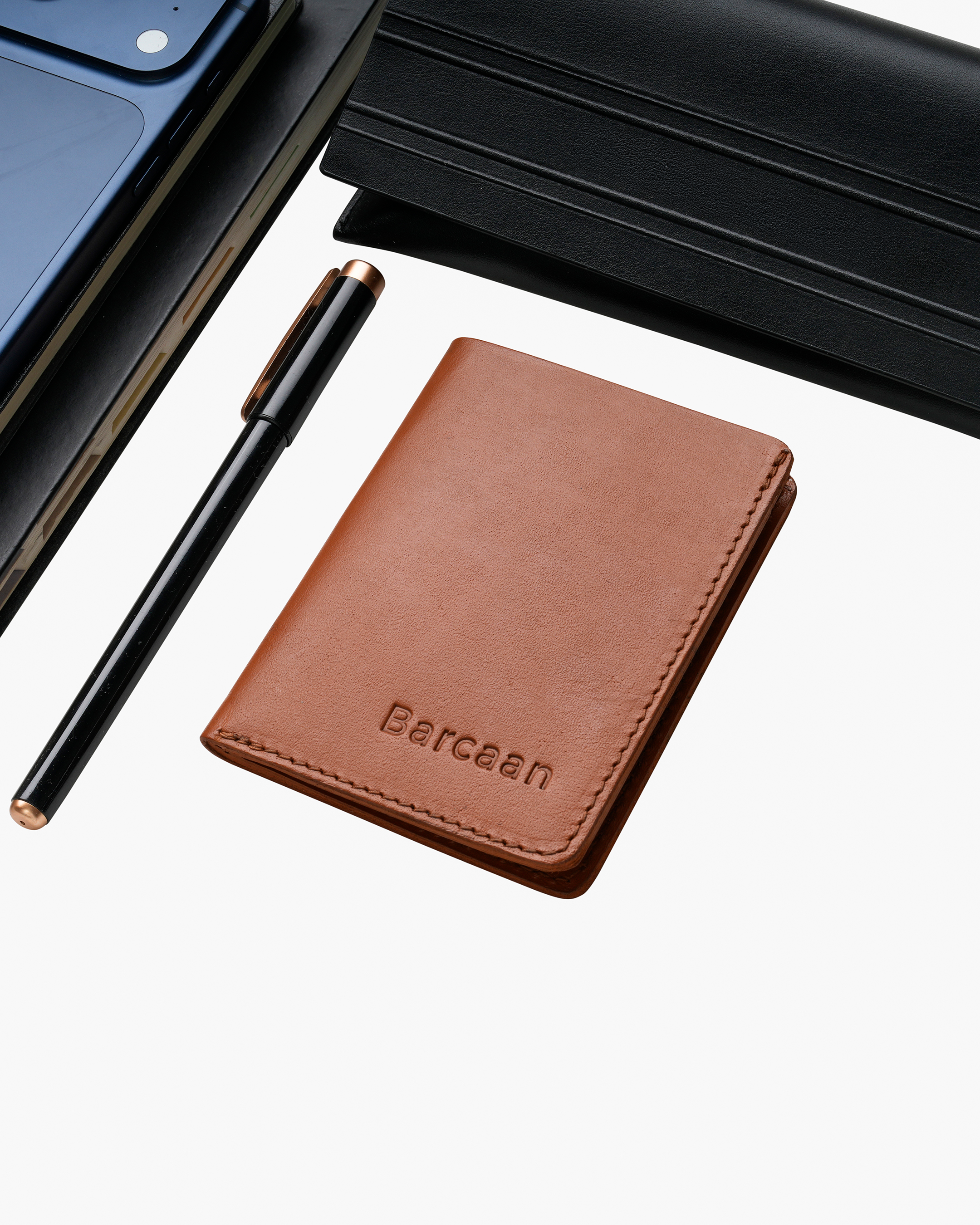 RIBAN-Natural Leather Wallet - Vertical  Tan
