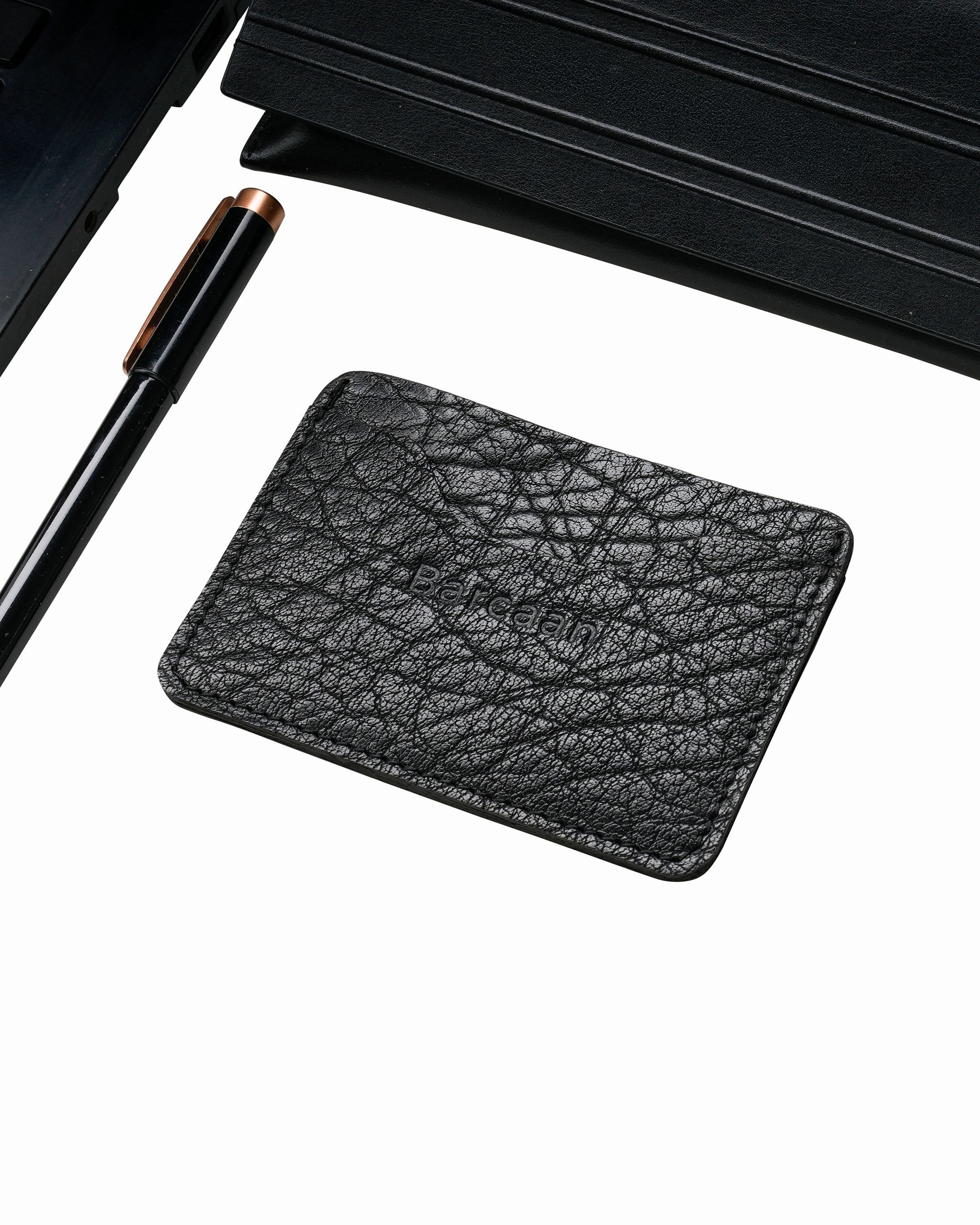 TONI-Natural Leather Card Holder  Black