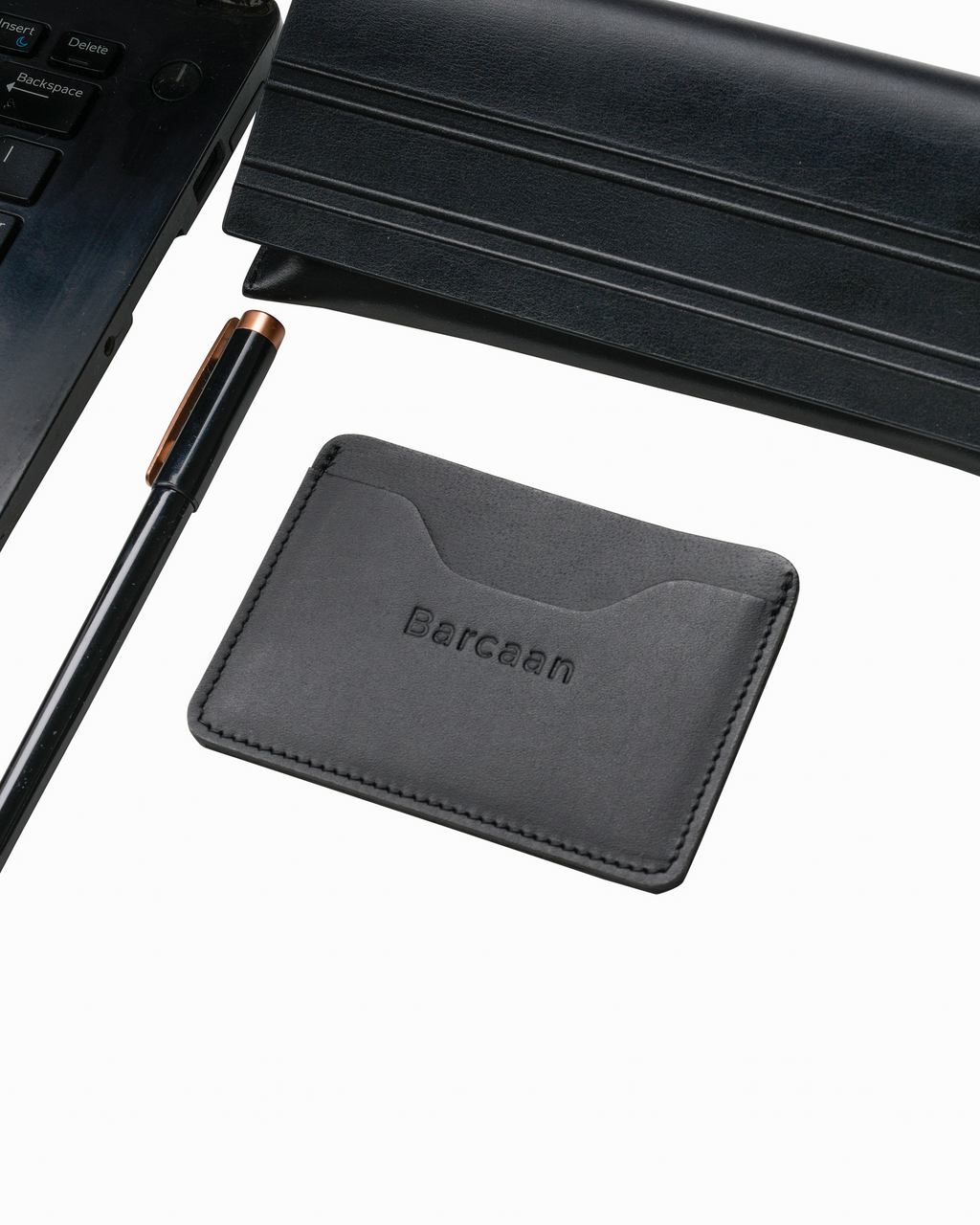DEBU-Natural Leather Card Holder  Black