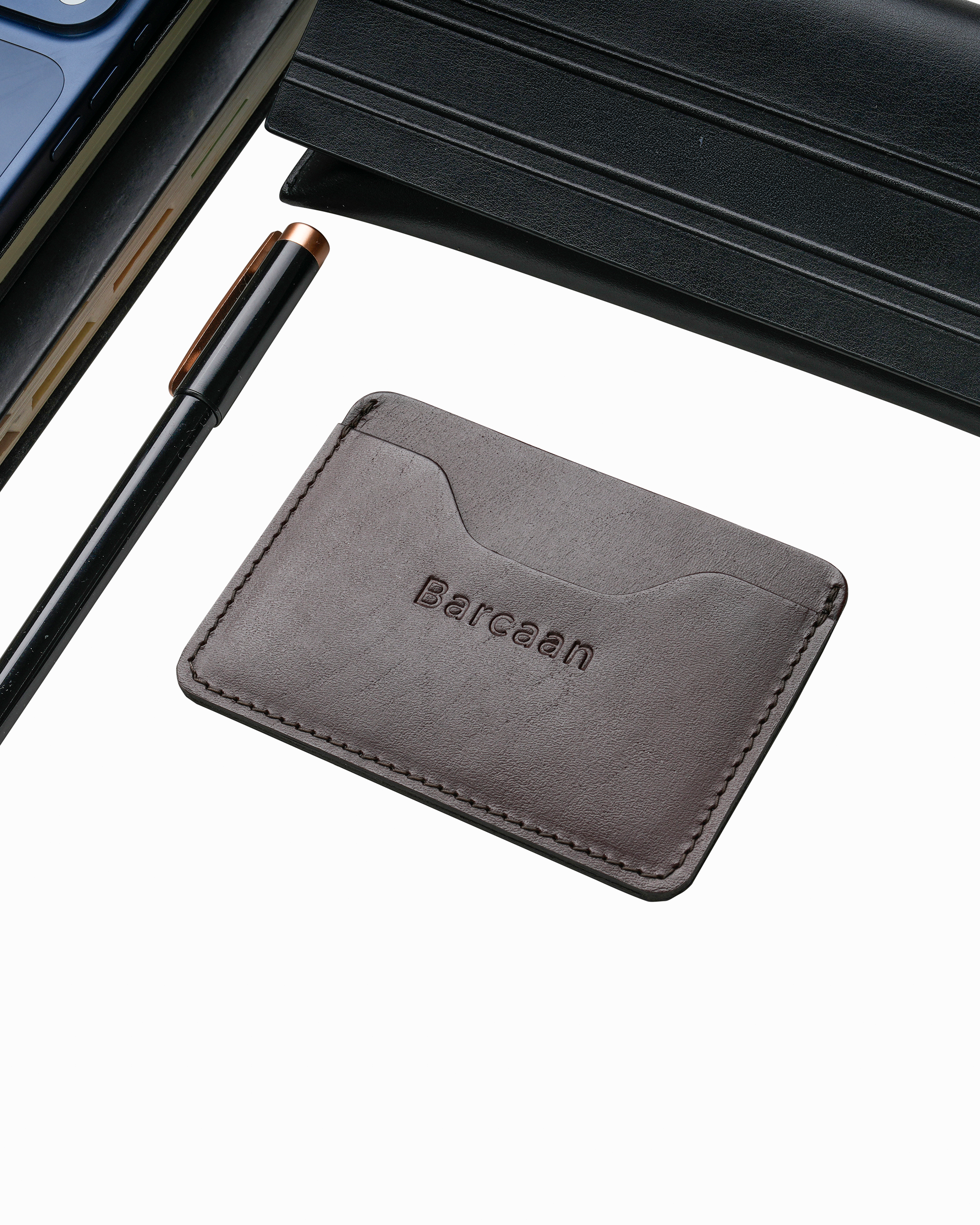 DEBU-Natural Leather Card Holder  Brown