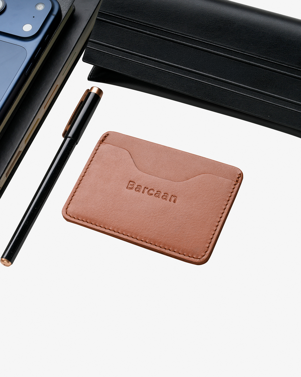 DEBU-Natural Leather Card Holder  Tan