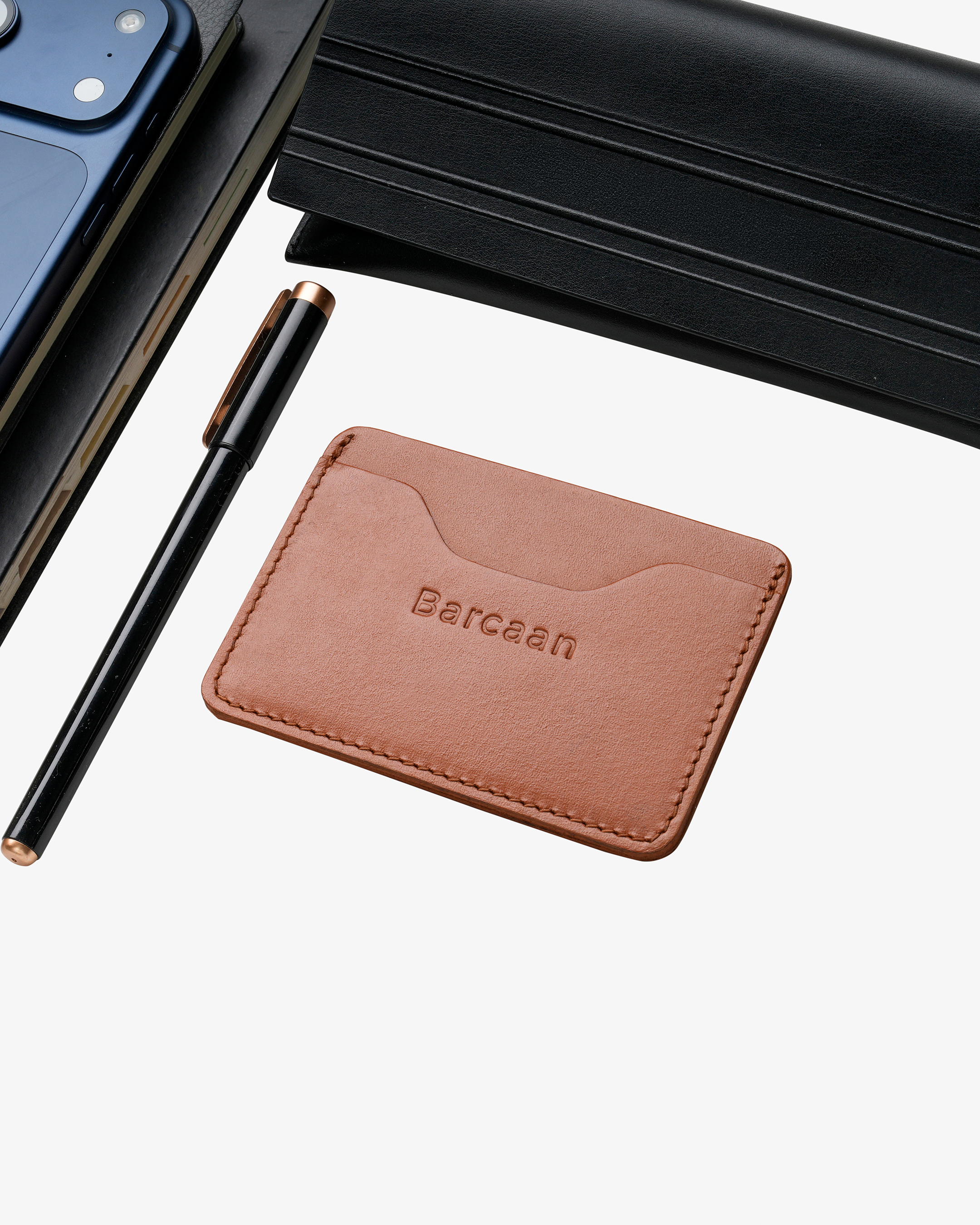 DEBU-Natural Leather Card Holder  Tan