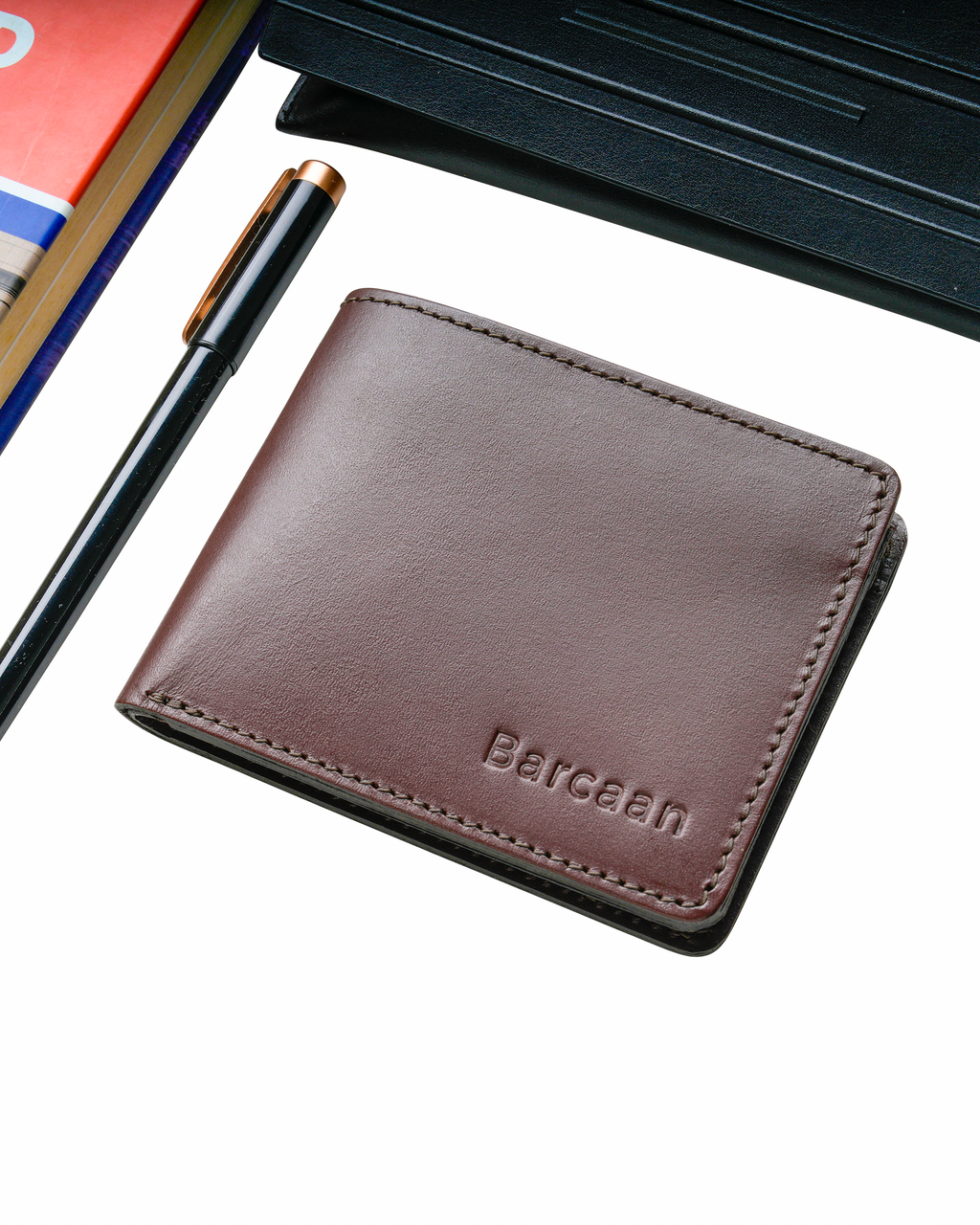 RAJI-Natural Leather Wallet - horizontal  Brown