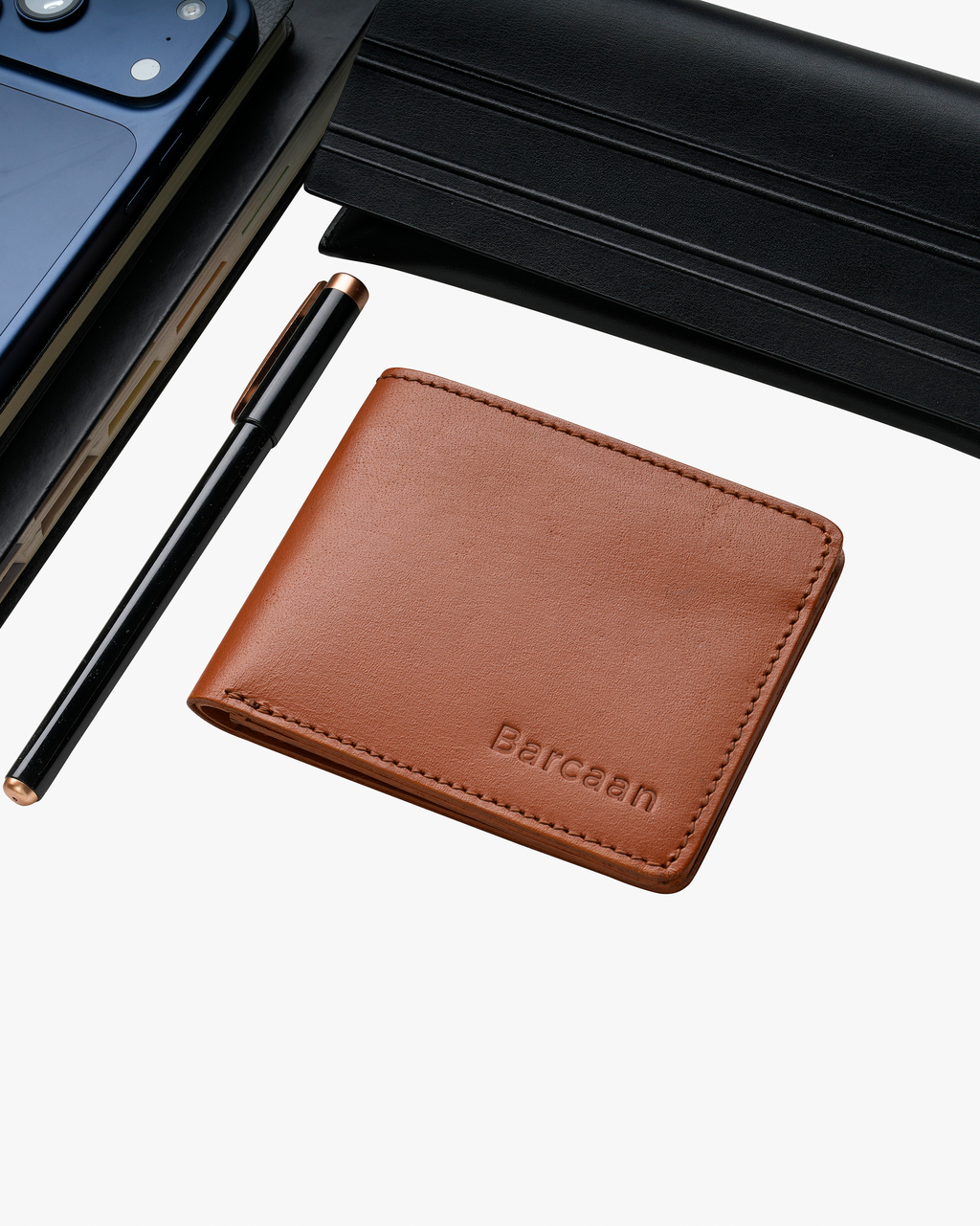 RAJI-Natural Leather Wallet - horizontal  Tan