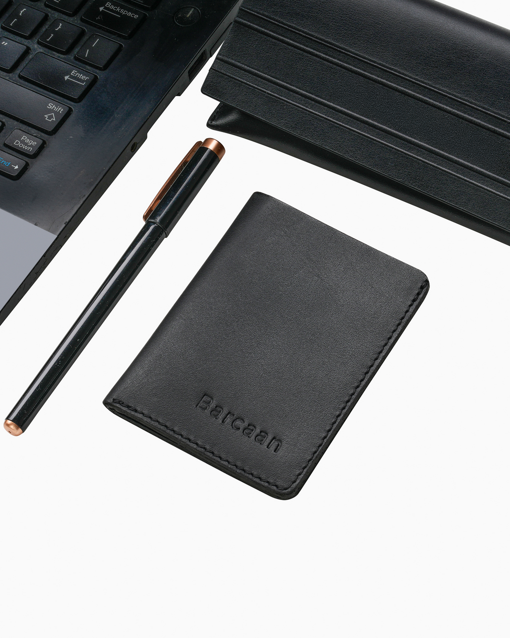 RIBAN-Natural Leather Wallet - Vertical  Black