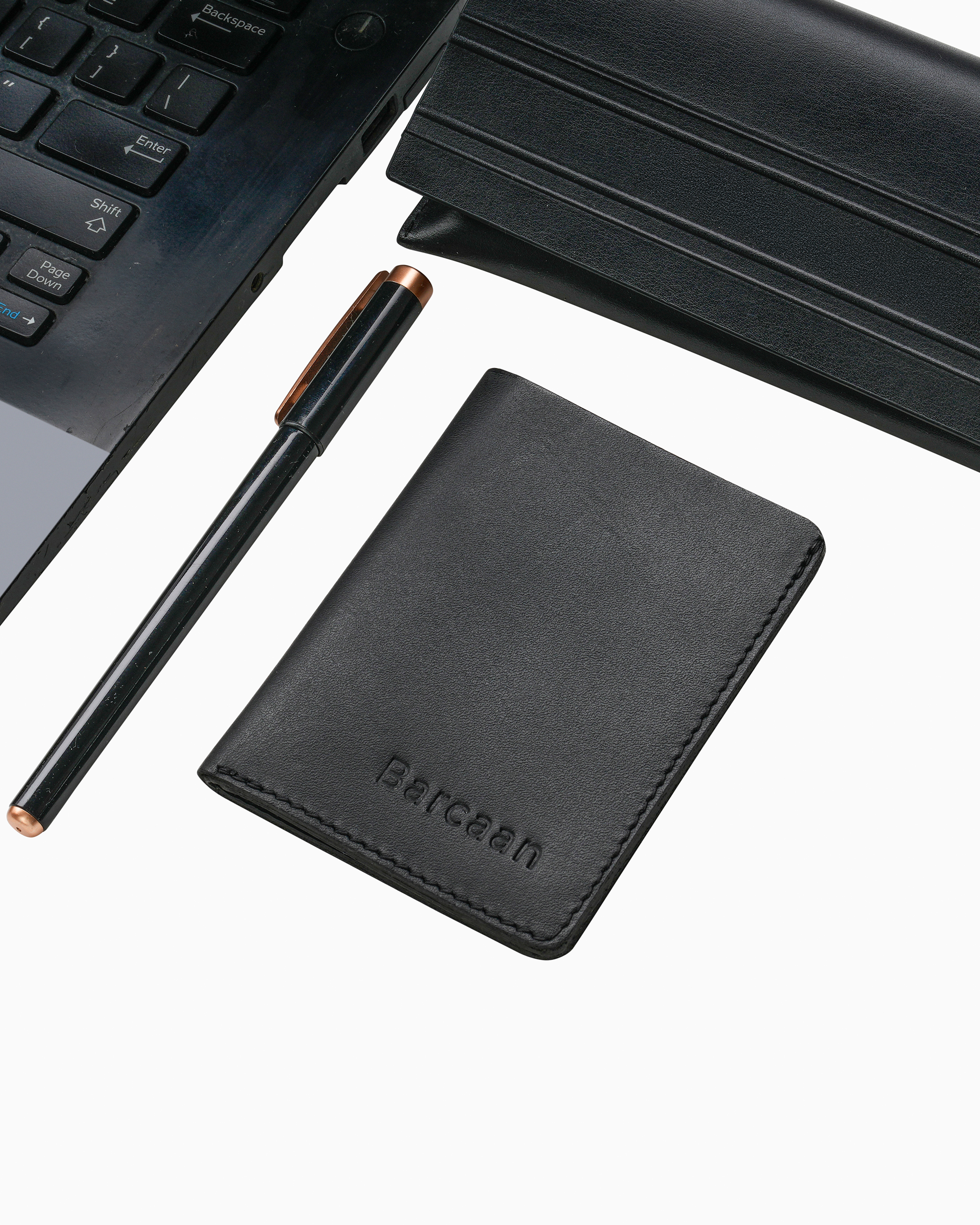 RIBAN-Natural Leather Wallet - Vertical  Black