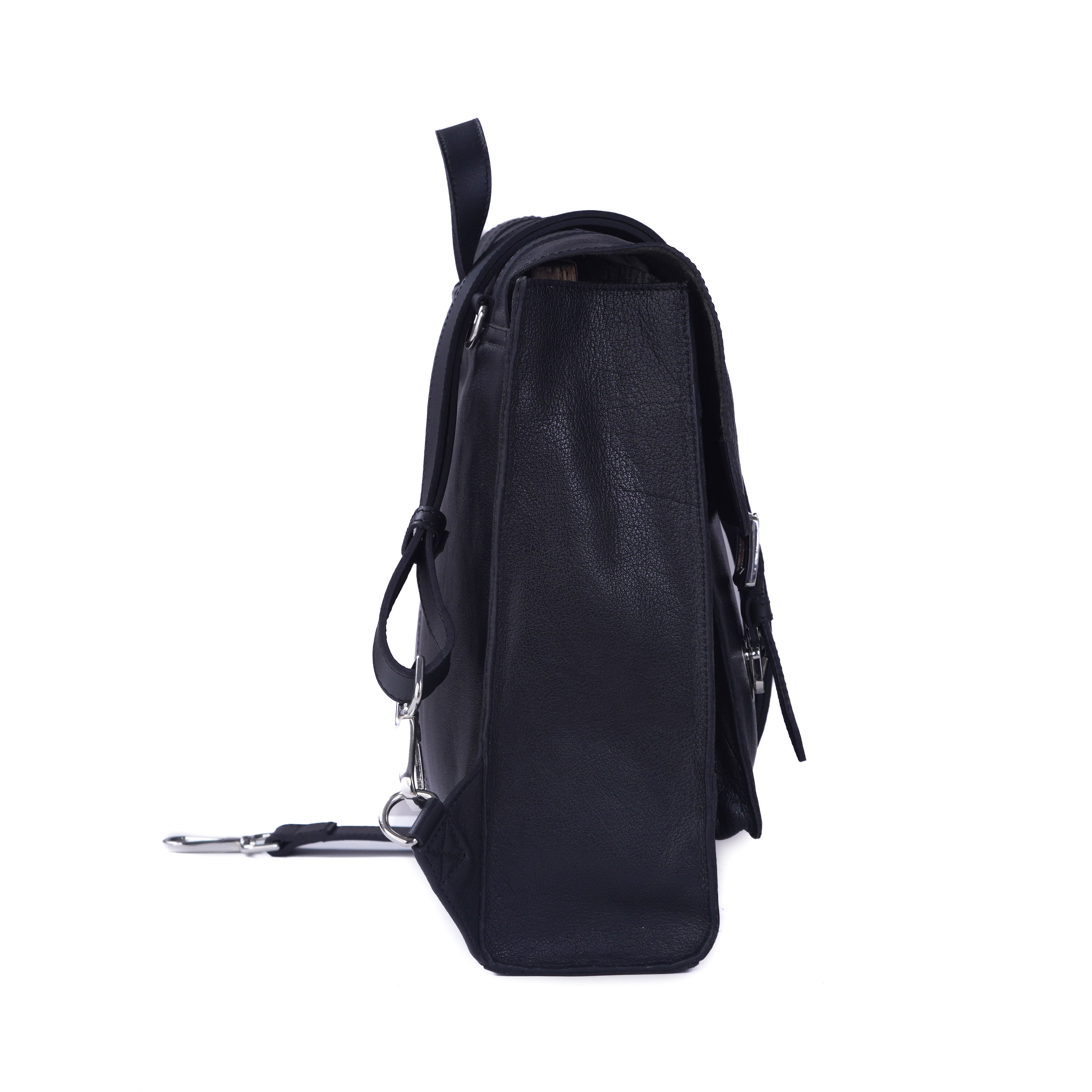 RUVAN-Natural Leather messenger bag  Black