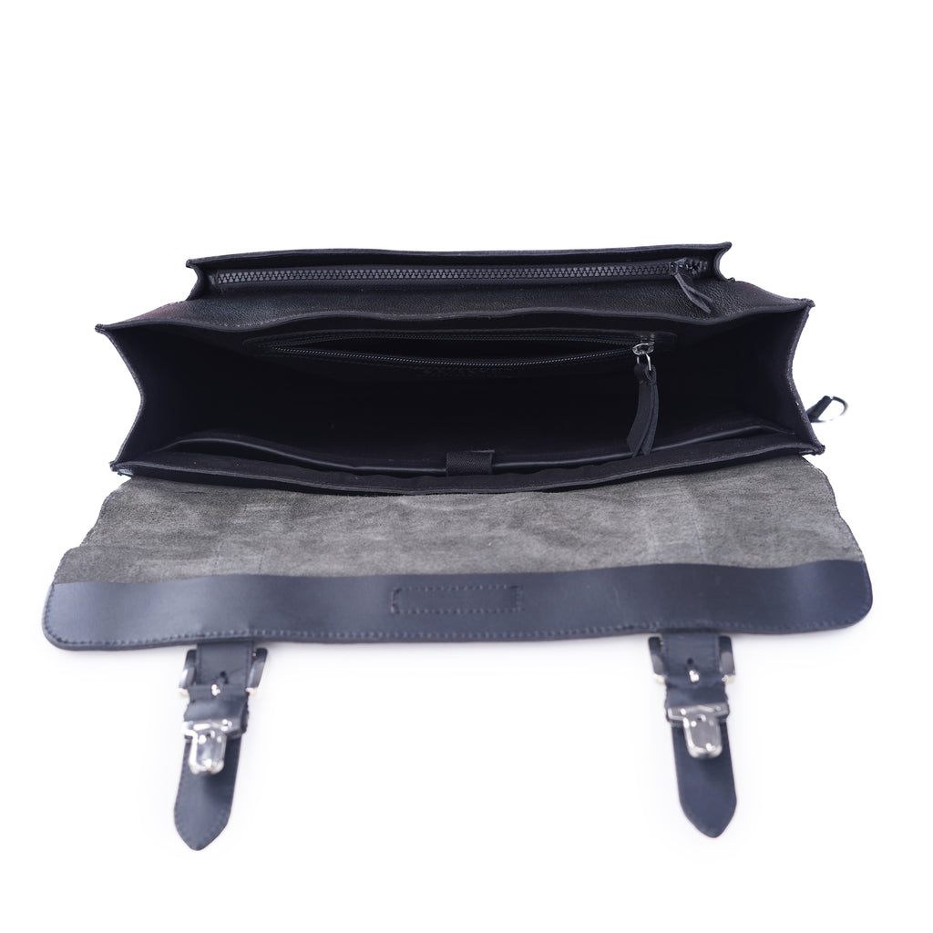RUVAN-Natural Leather messenger bag  Black