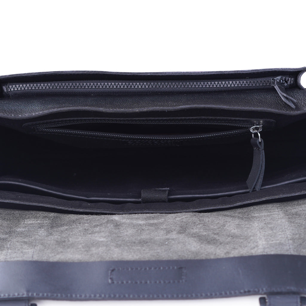 RUVAN-Natural Leather messenger bag  Black